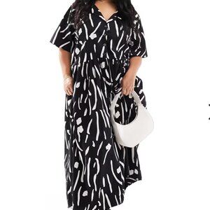 ASOS DESIGN Curve twill collared button cotton midi smock dress